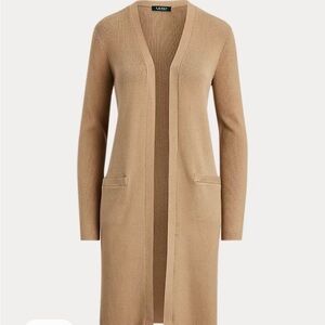 Laure Ralph Lauren Black Label Tan Long Cardigan Sweater